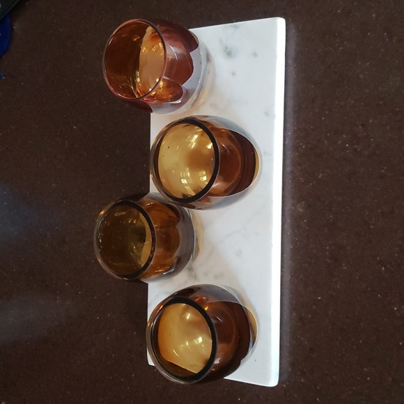 4 Mikasa Amber Solaris Wave Tealight or Votive Candle Holders.  Price is firm. - Picture 2 of 6